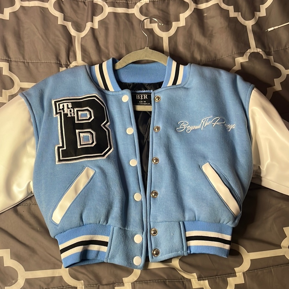 BTR 1946 University Blue Cropped Varsity Jacket